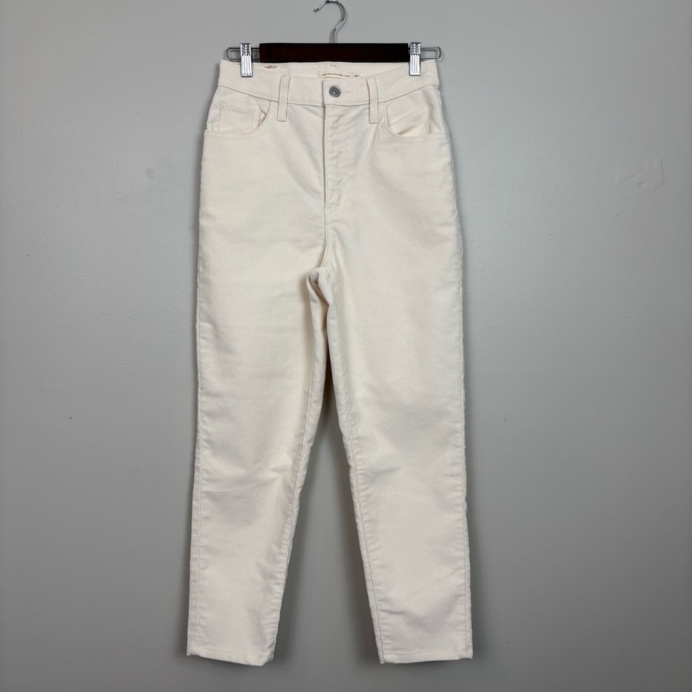 Levis Pants Womens 26 Cream High‎ Waisted Mom Jeans Corduroy 5 Pocket Stretch